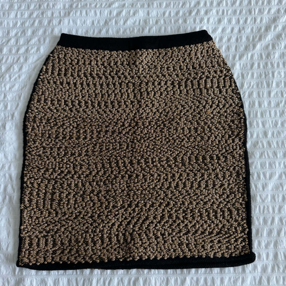 Carmen Marc Valvo Gold Sweater Skirt